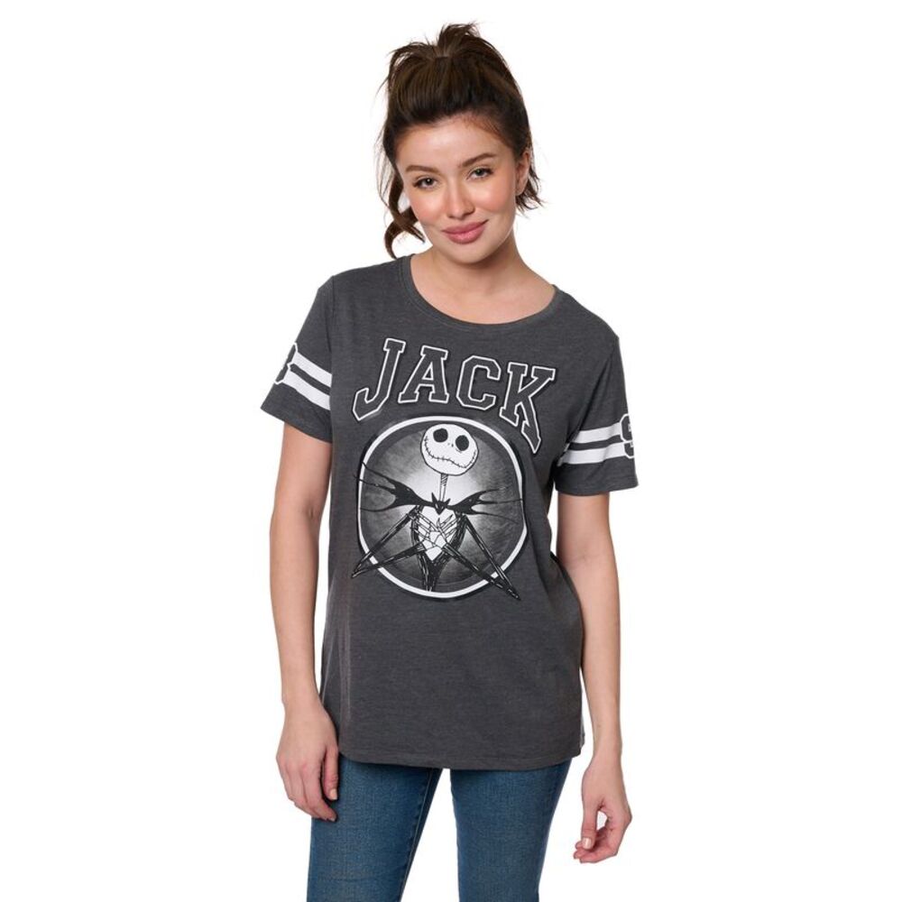 New Disney Women's Jack Skellington T-Shirt, Striped Nightmare Before Christmas